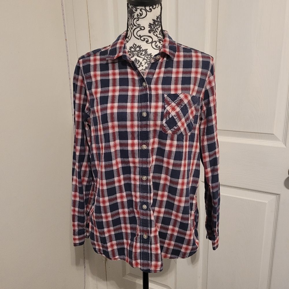 Eddie bauer woman's plaid button up shirt